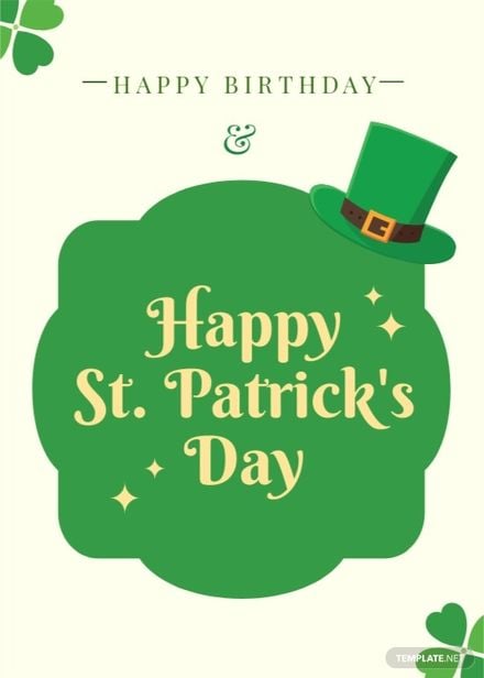 St. Patrick's Day Birthday Card Template