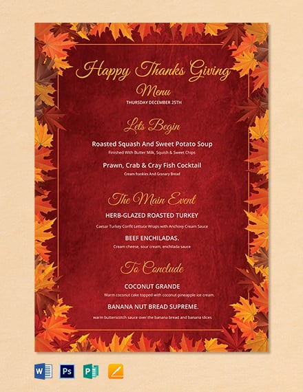 6 Free Thanksgiving Menu Templates Adobe Photoshop Psd Template Net