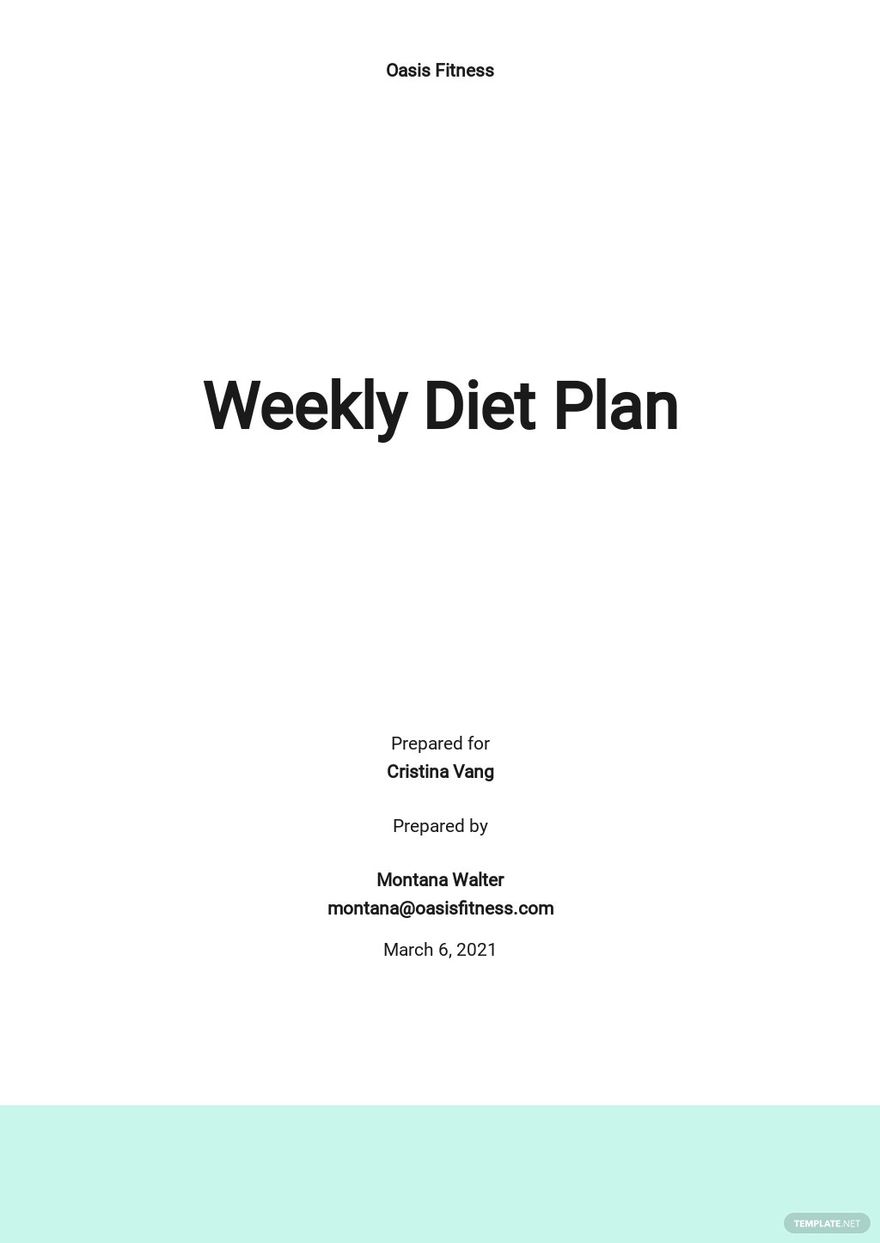 Free Weekly Diet Plan Template