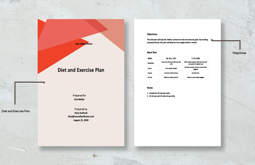 Diet and Exercise Plan Template