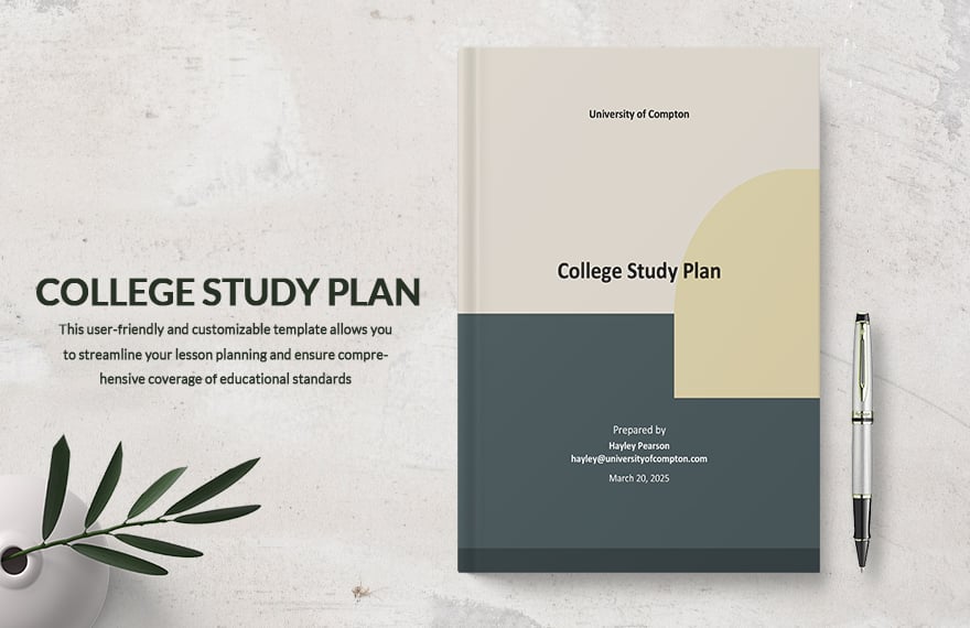 College Study Plan Template in Word, Google Docs, PDF, Apple Pages