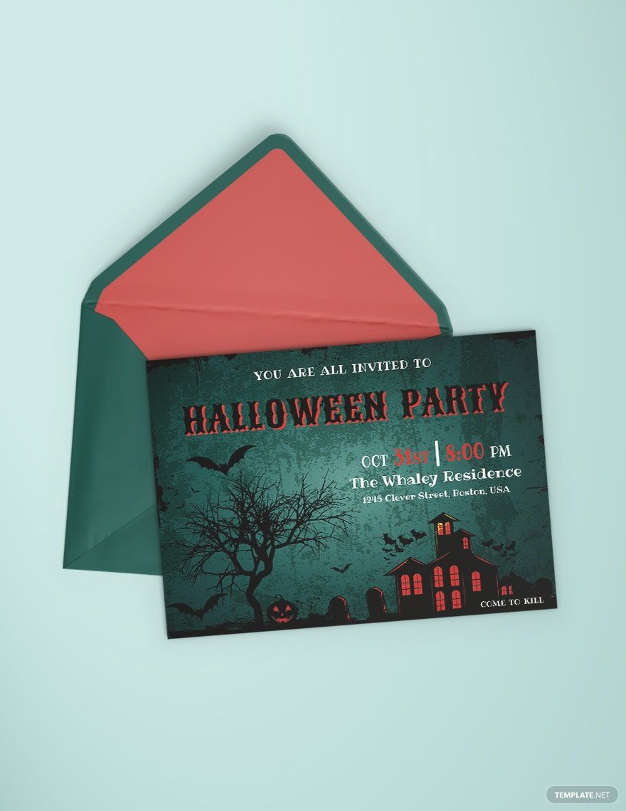 Free Haunted House Halloween Party Invitation Template