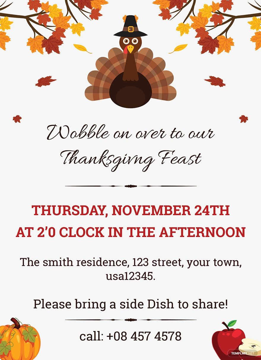 Thanks Giving Invitation Template in Word, PSD, Apple Pages, Publisher