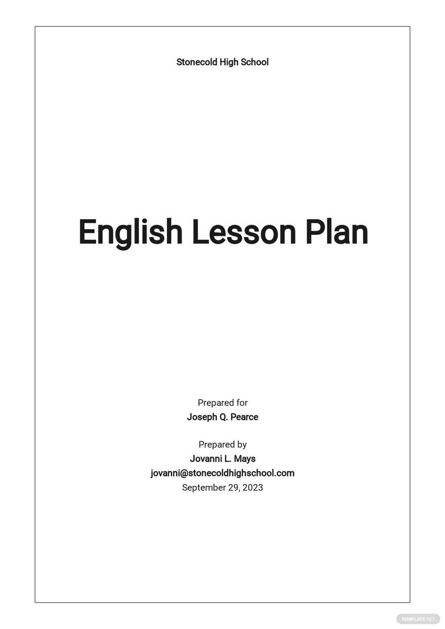 High School English Lesson Plan Template