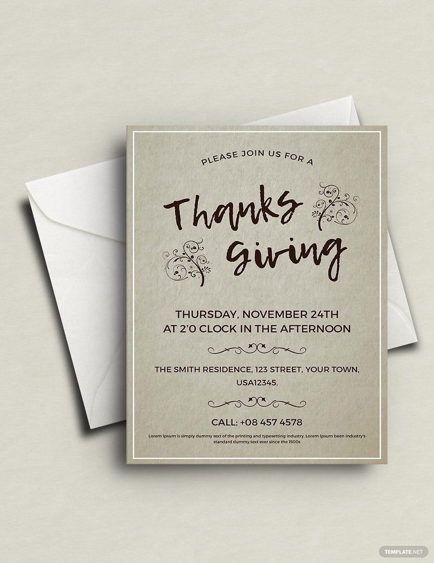 Printable Thanksgiving Invitation Template in Word, PSD, Apple Pages, Publisher