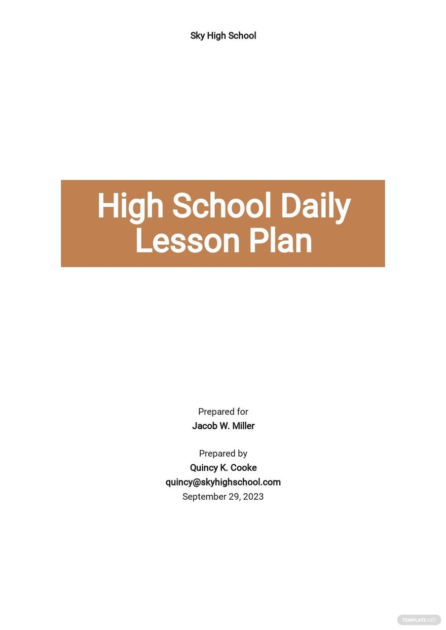 High School Weekly Lesson Plan Template - Google Docs, Word, Apple ...