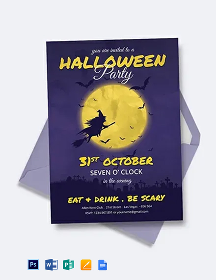 Free Elegant Halloween Party Invitation Template - Download in Word ...