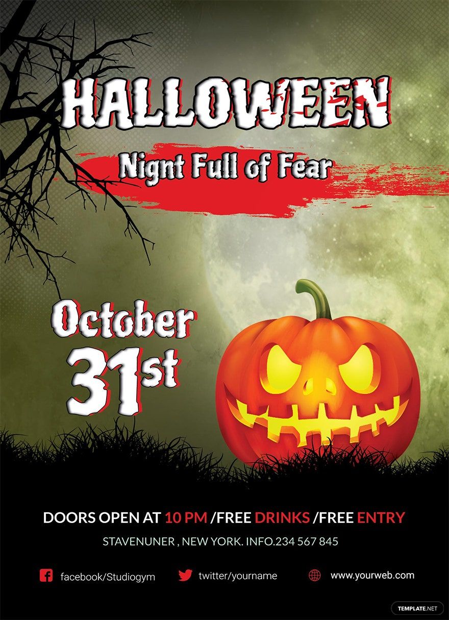 Free Fright Night Halloween Invitation Template