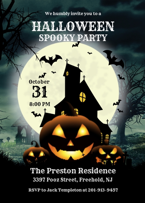 Free Haunted House Halloween Party Invitation Template - Google Docs, Word, Apple Pages, PSD 