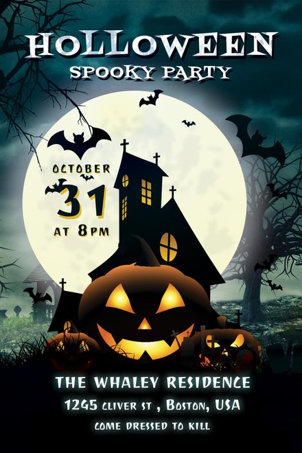 FREE Scary Halloween Party Invitation Template: Download 344 ...