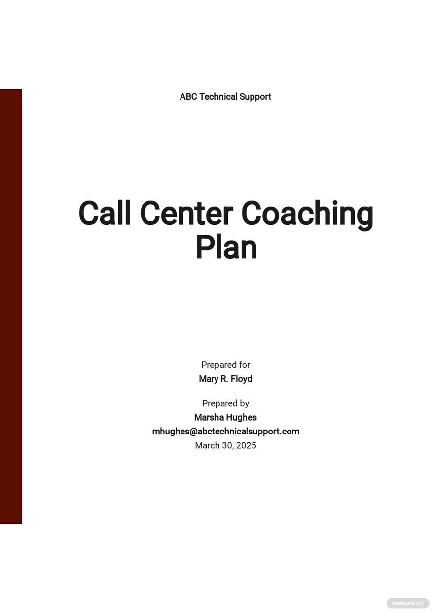 Call Center Coaching Plan Template Google Docs, Word, Apple Pages