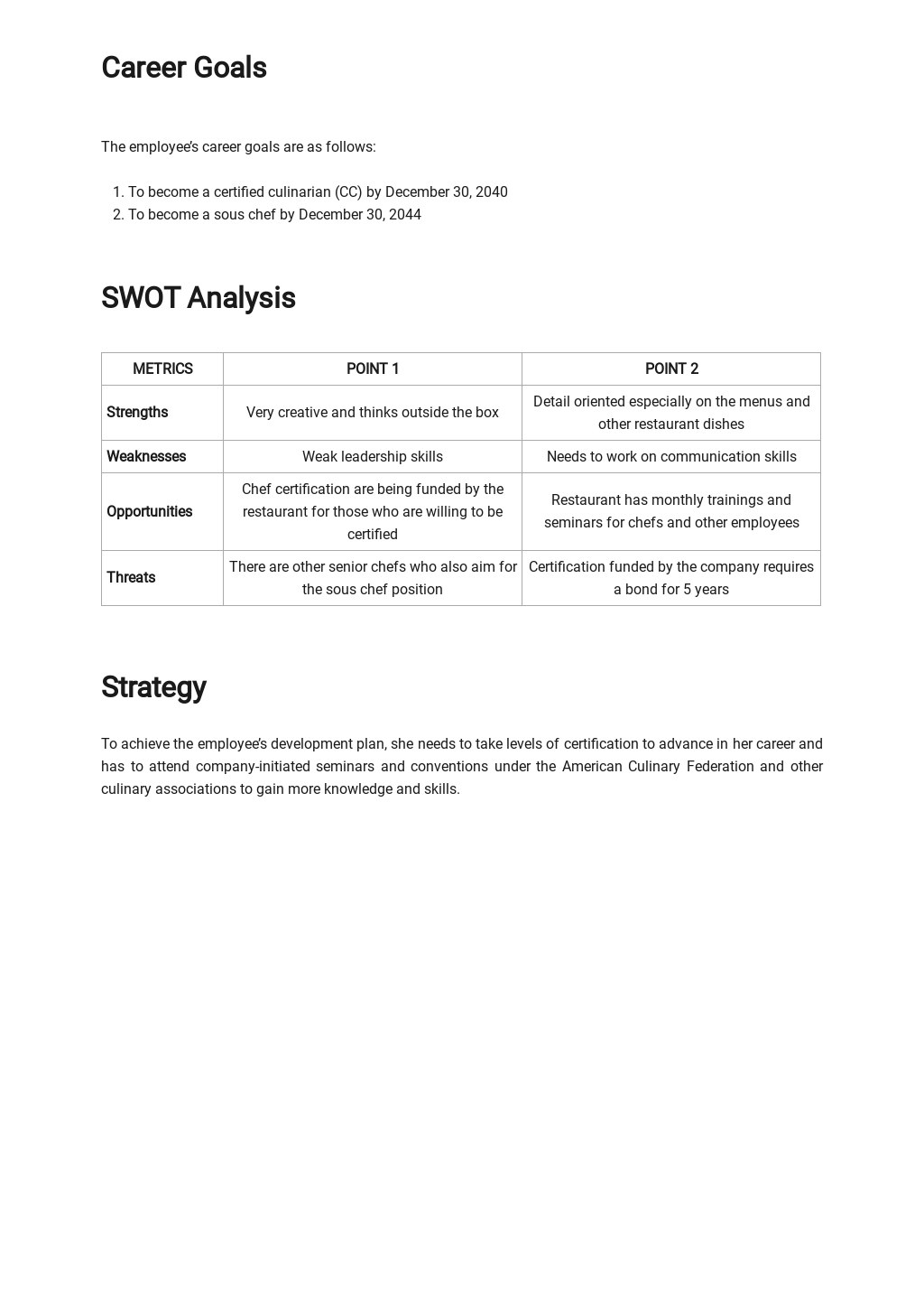 Individual Development Plan Template For Employees - Word | Google Docs