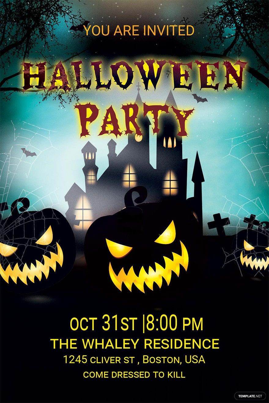 Free Elegant Halloween Party Invitation Template