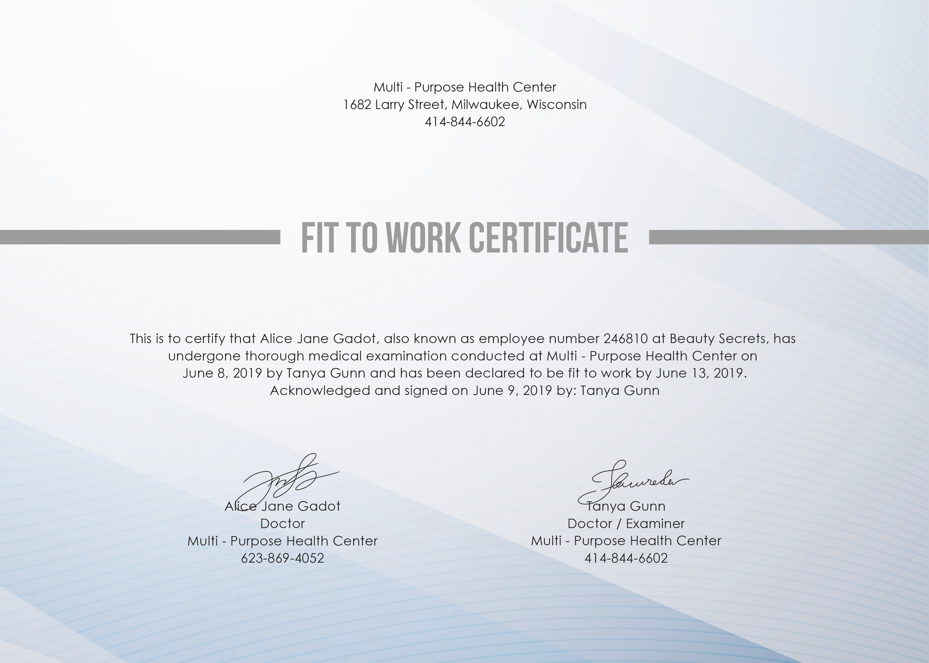 Free Fit To Work Certificate Template In Microsoft Word Microsoft