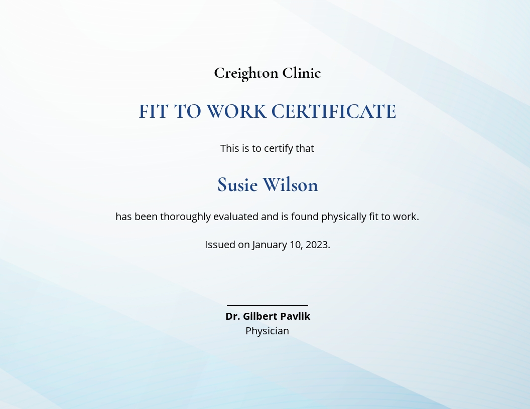 What Is A Fit To Work Certificate