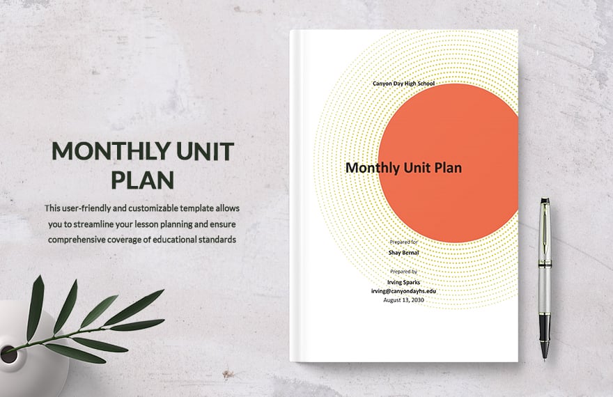 Monthly Unit Plan Template