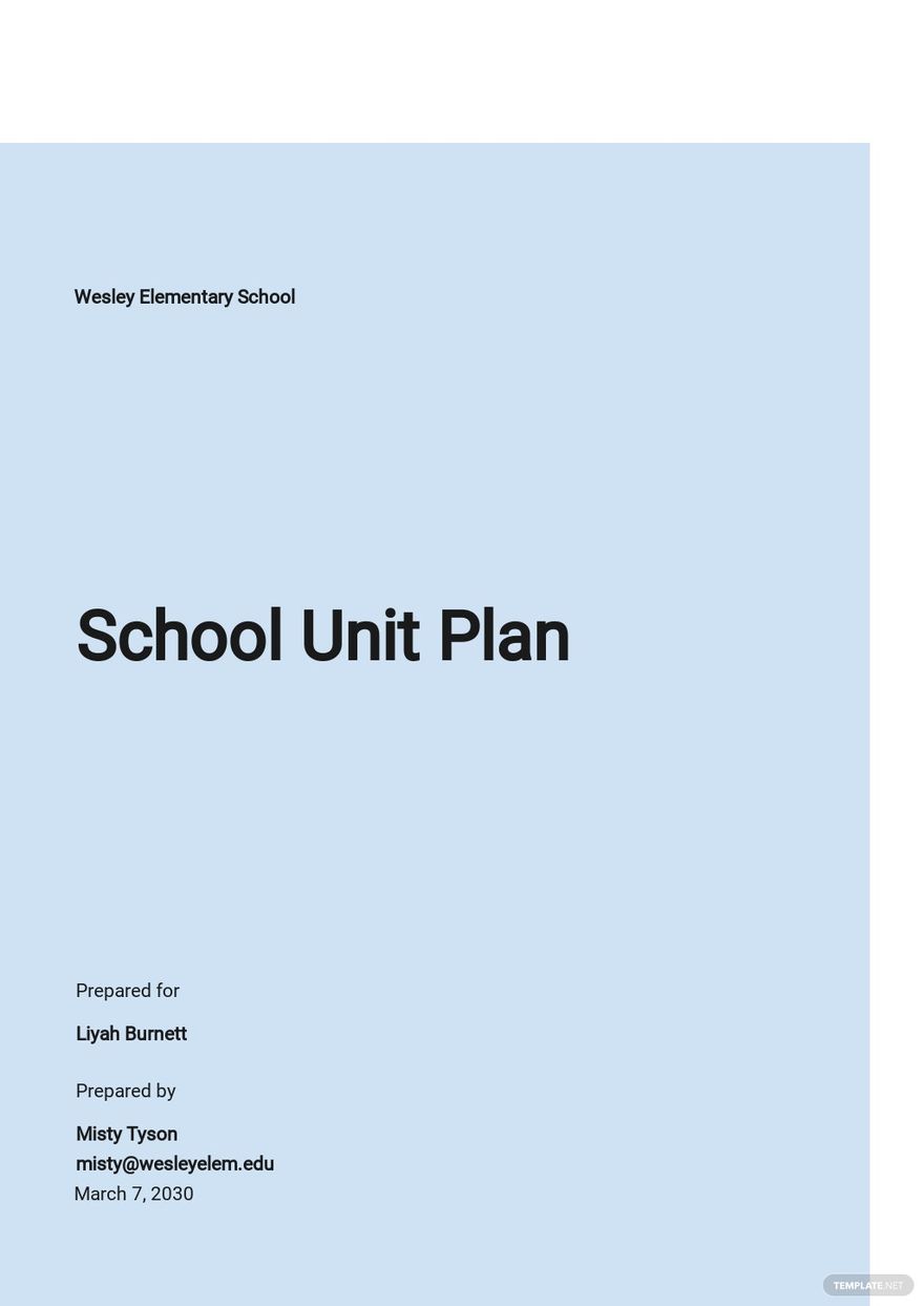 Unit Plan Template Google Docs