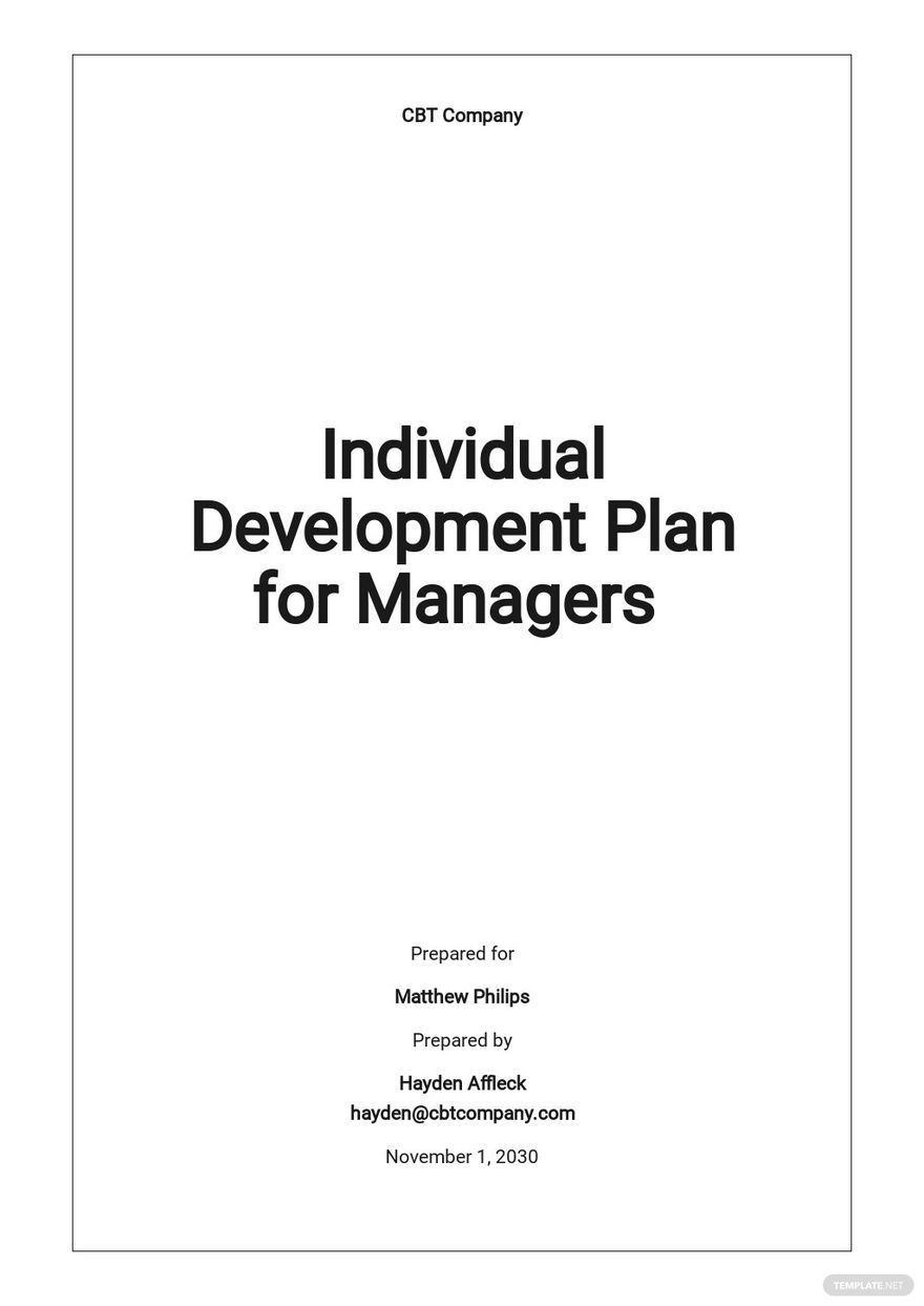 Individual Development Plan Template for Managers - Google Docs, Word ...