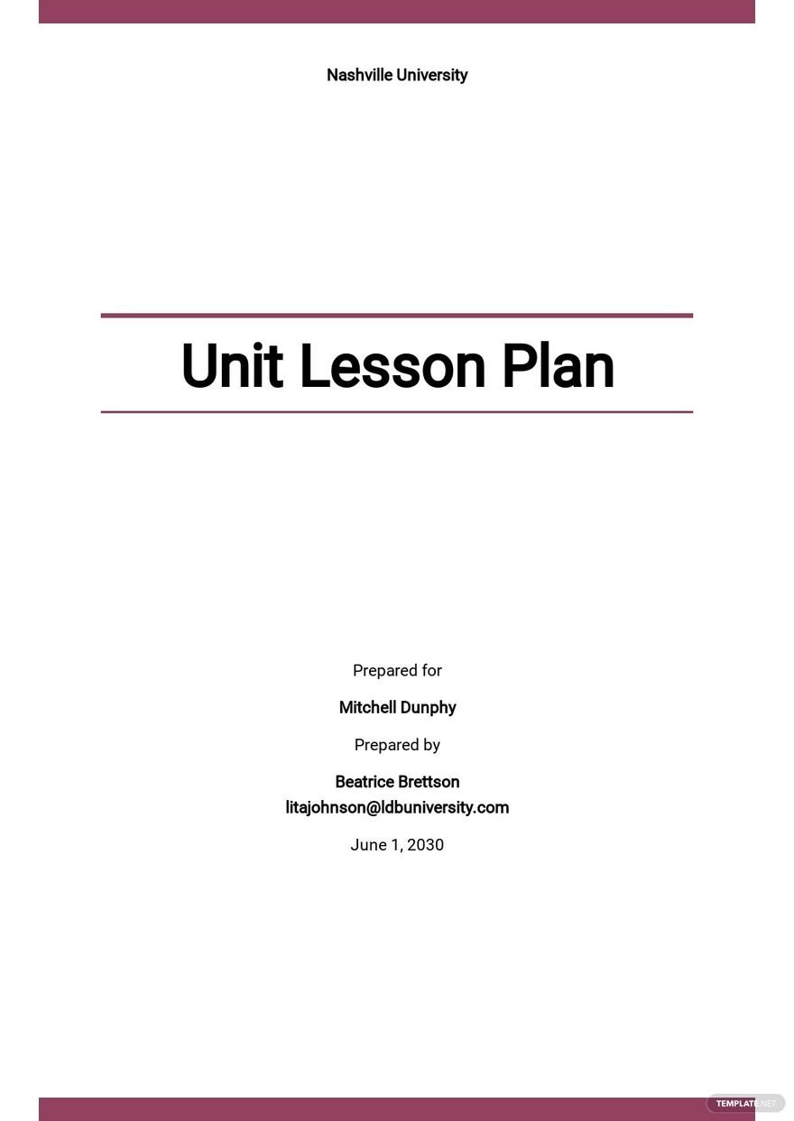 Free Simple Unit Lesson Plan Template
