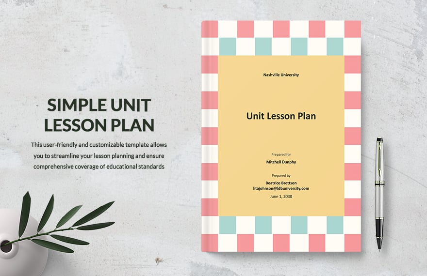 Simple Unit Lesson Plan Template