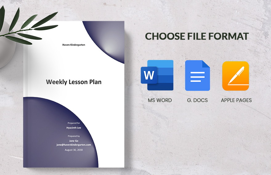 One Page Weekly Lesson Plan Template