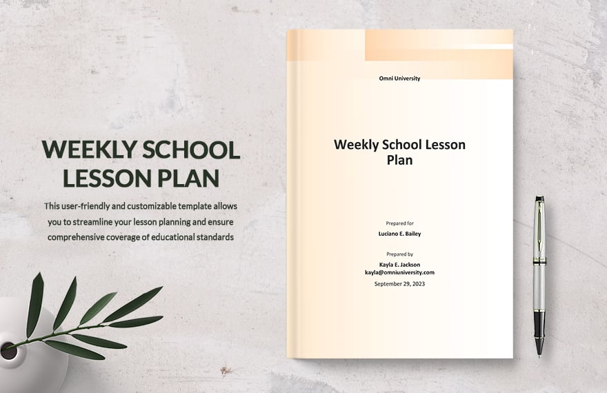 Weekly School Lesson Plan Template in Word, Google Docs, PDF, Apple Pages