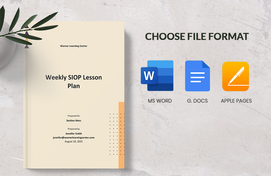 Weekly SIOP Lesson Plan Template