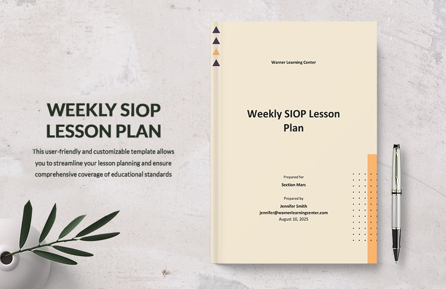 Weekly SIOP Lesson Plan Template in Word, Google Docs, PDF, Apple Pages