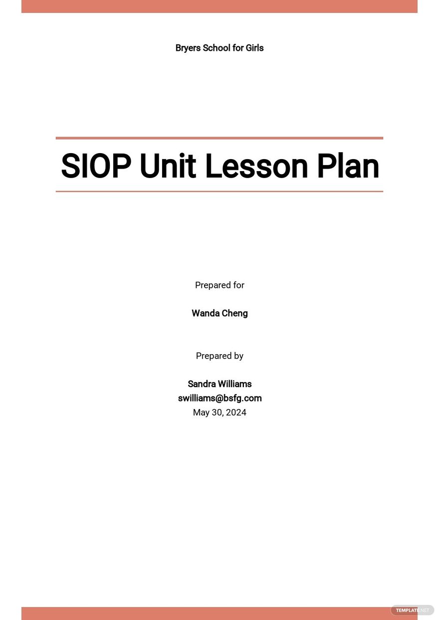 FREE Unit Lesson Plan Template in Adobe PDF