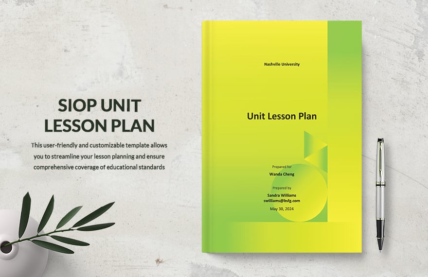 SIOP Unit Lesson Plan Template