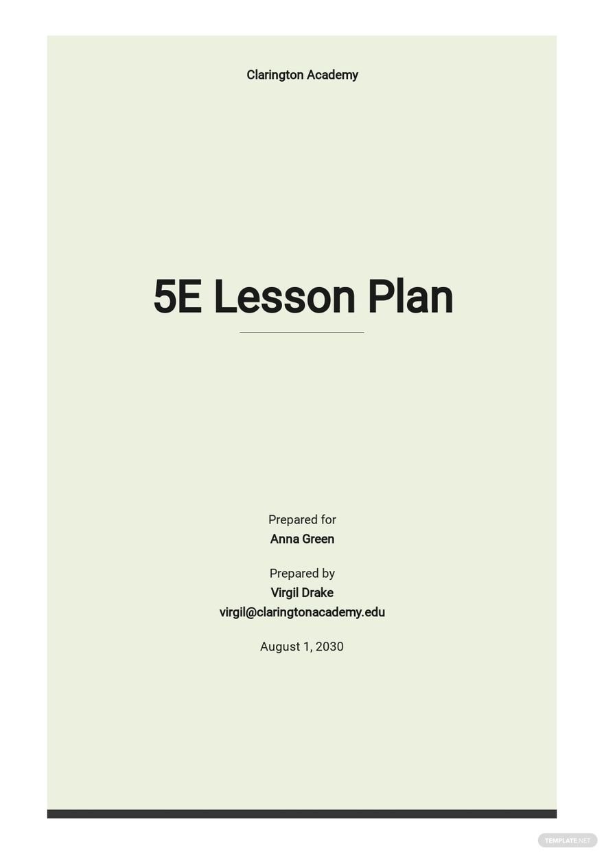 5E Lesson Plan Template Google Docs Word Apple Pages PDF