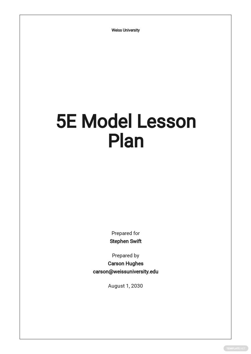 5E Model Lesson Plan Template in Google Docs, Word