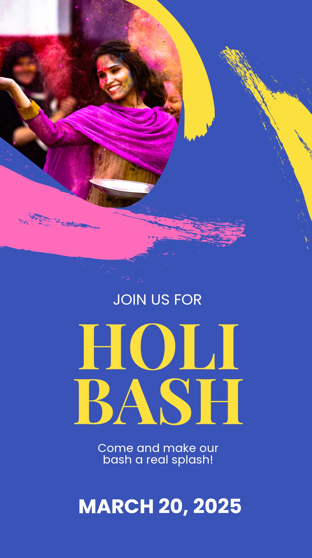 Holi Invitation Whatsapp Post Template - Edit Online & Download