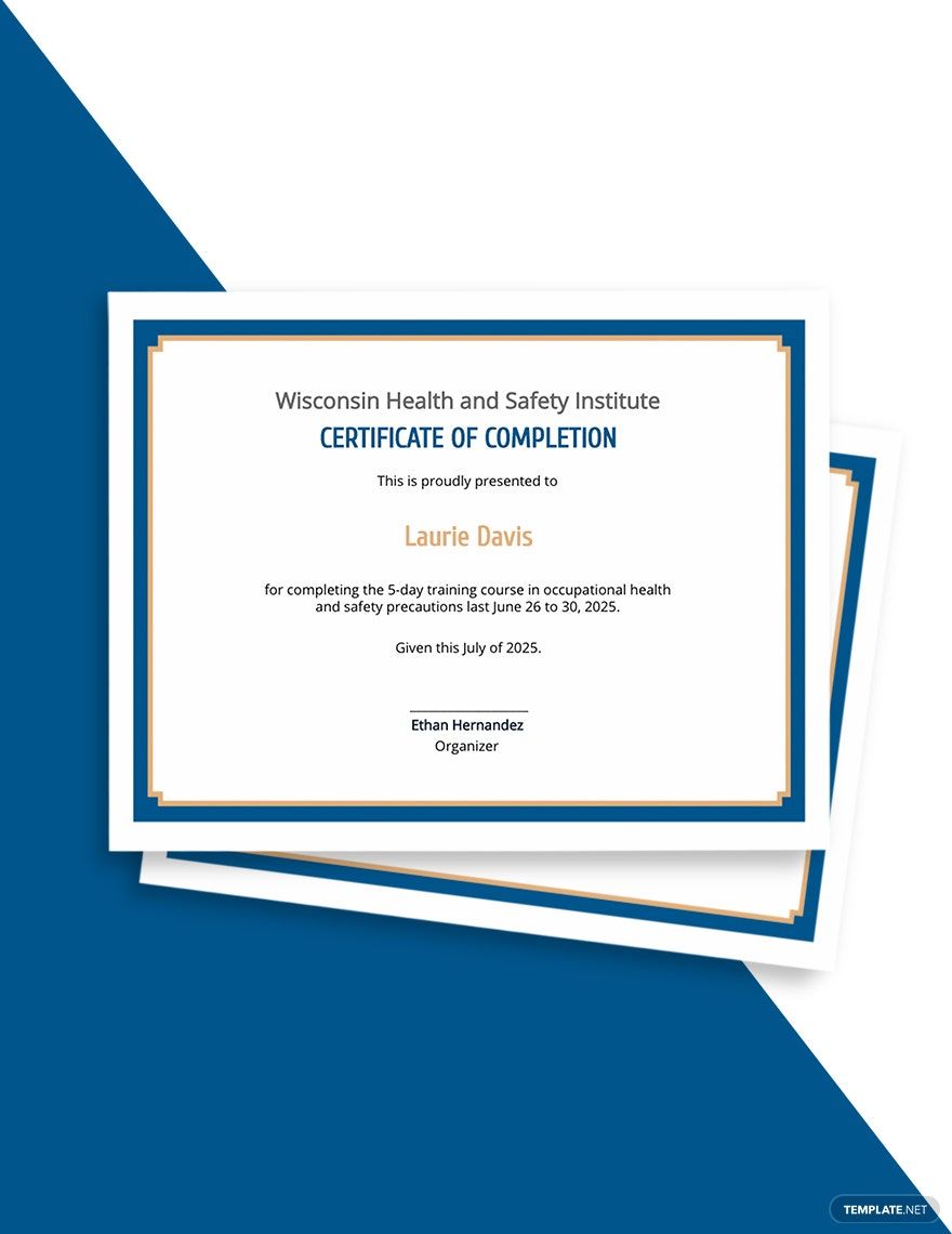Editable Certificate of Completion Template