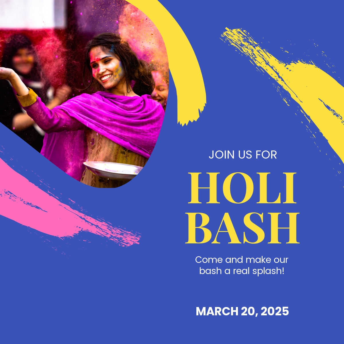 Holi Invitation Linkedin Post Template - Edit Online & Download