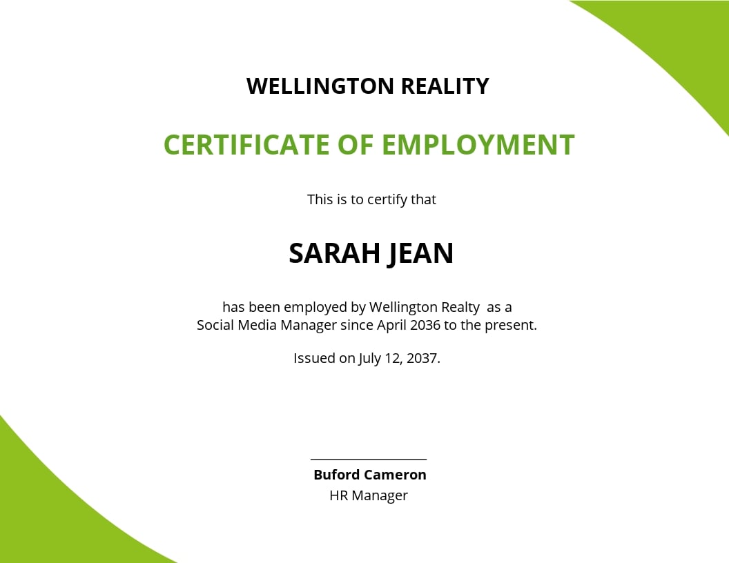 sample certificate of employment for family driver