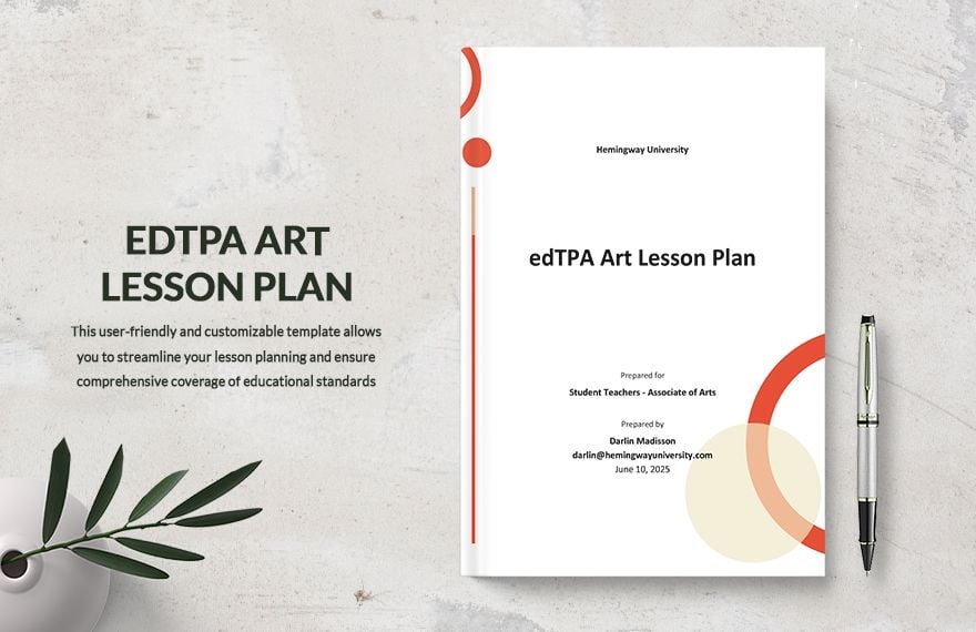 edTPA Art Lesson Plan Template
