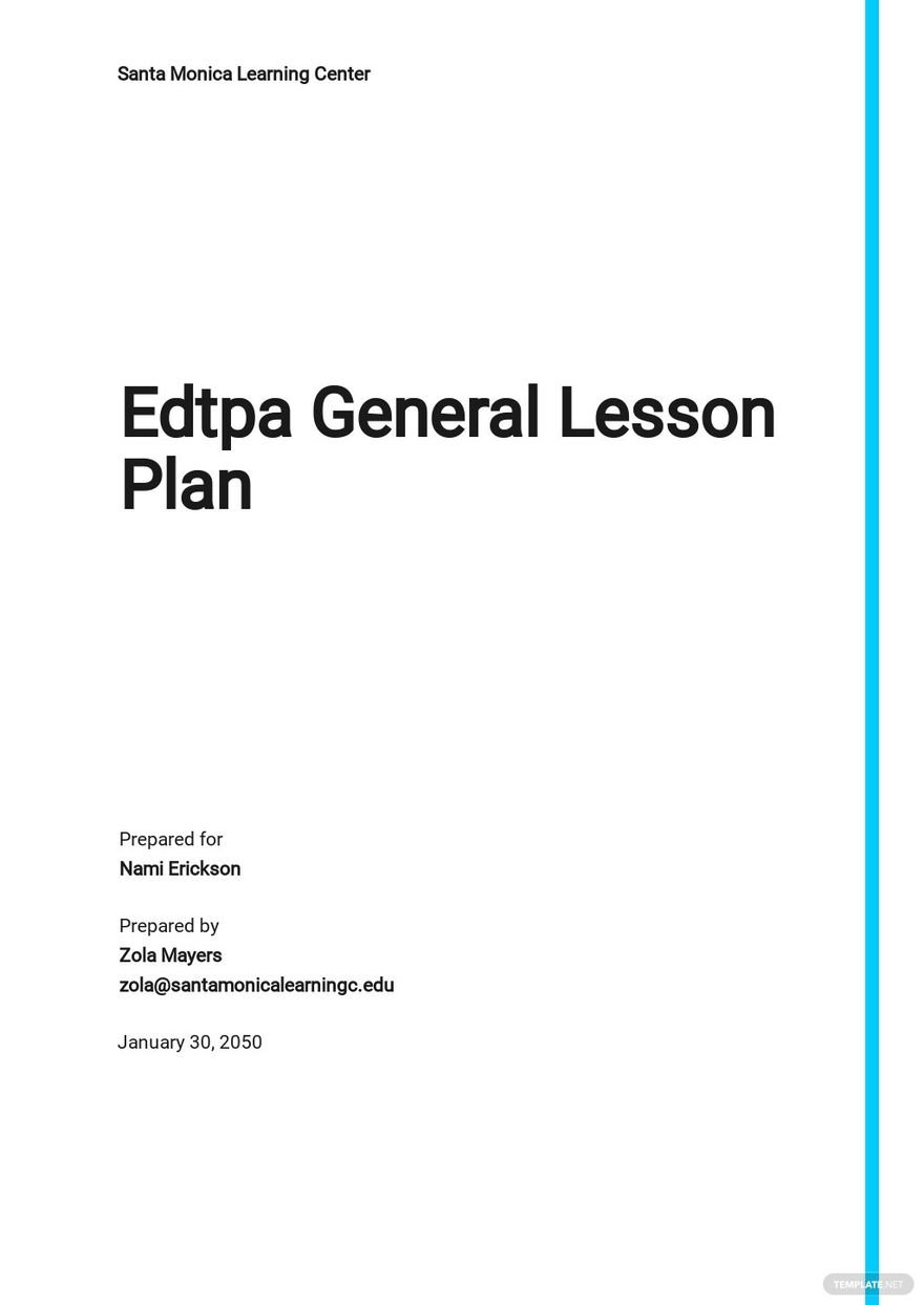 EdTPA Special Education Lesson Plan Template Google Docs, Word, Apple