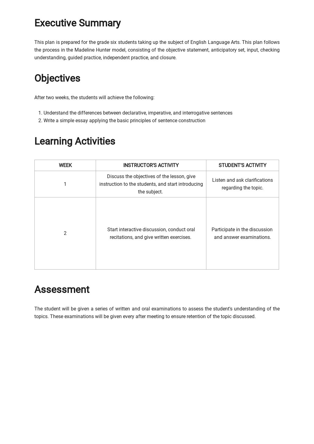 Madeline Hunter English Lesson Plan Template in Google Docs, Word With Regard To Madeline Hunter Lesson Plan Template Word
