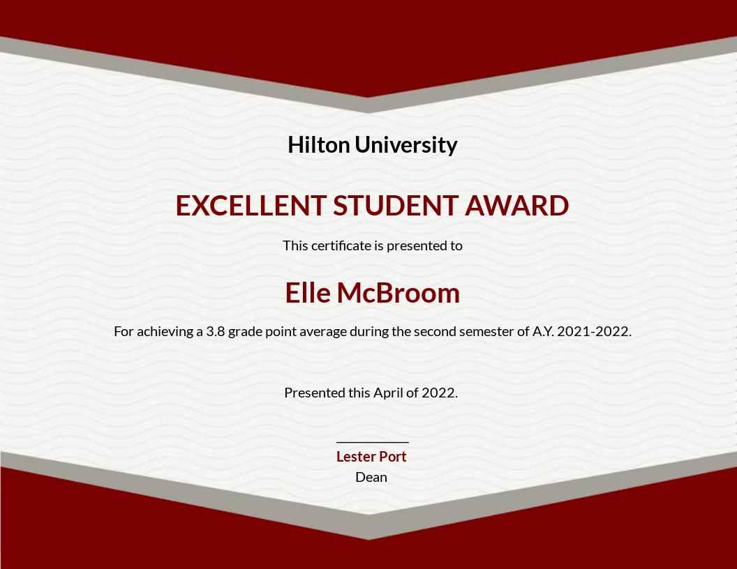Student Appreciation Certificate Template - Google Docs, Illustrator, Word, Outlook, Apple Pages, Publisher