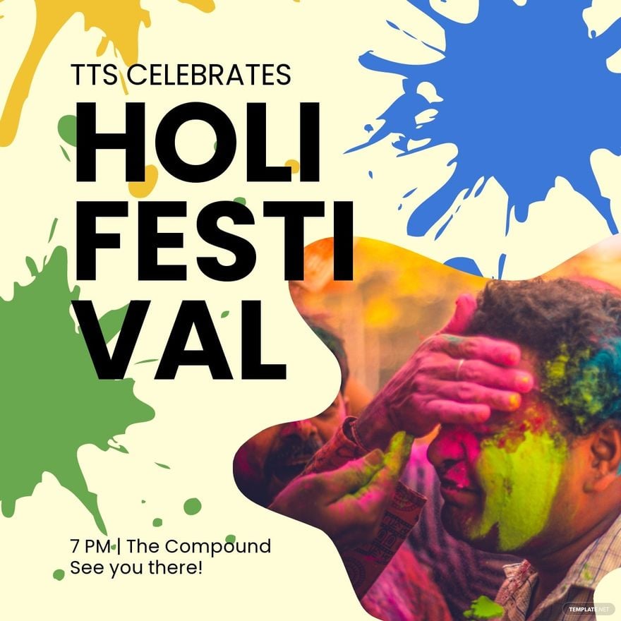 Free Holi Celebration Linkedin Post Template