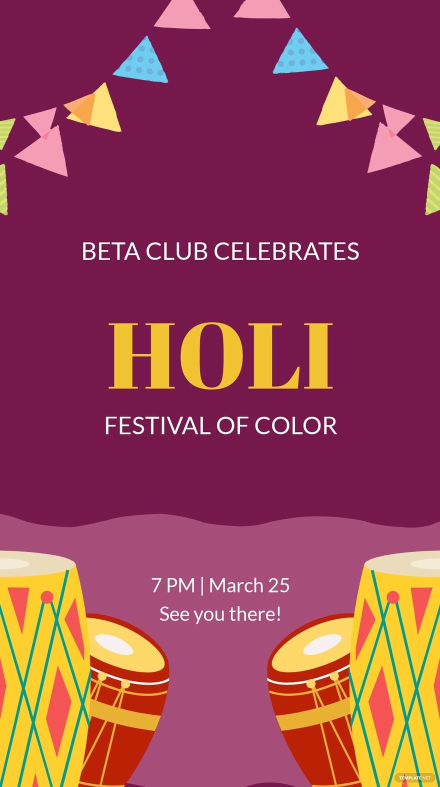 Free Holi Event Whatsapp Post Template