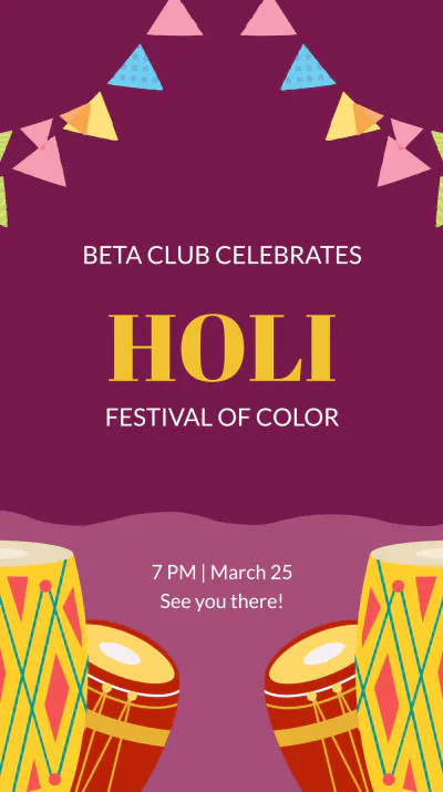 Free Holi Event Instagram Story Template to Edit Online