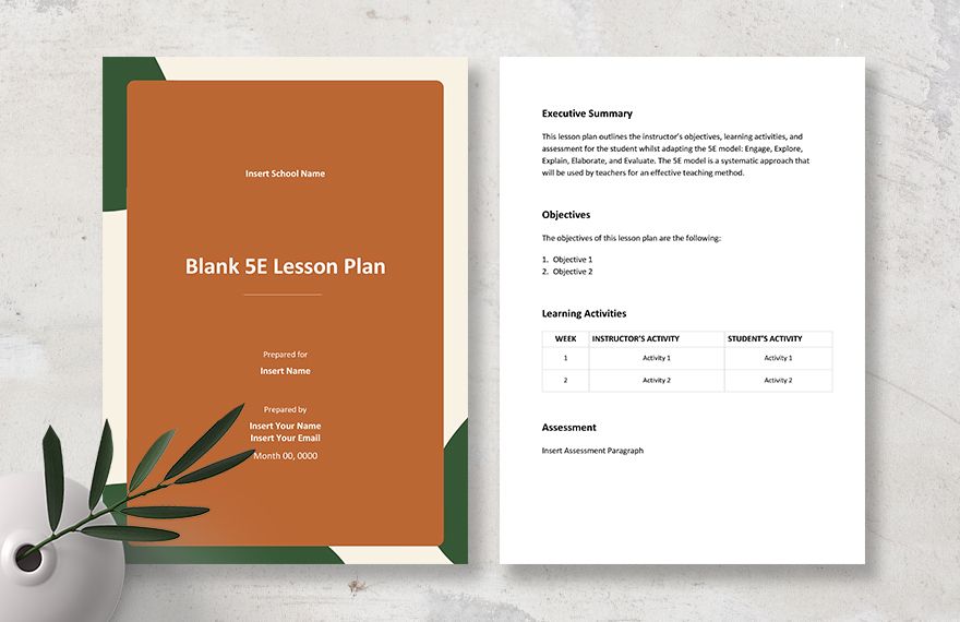 Blank 5E Lesson Plan Template