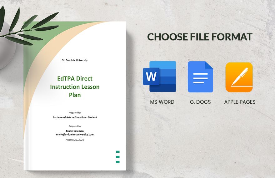 edTPA Direct Lesson Plan Template