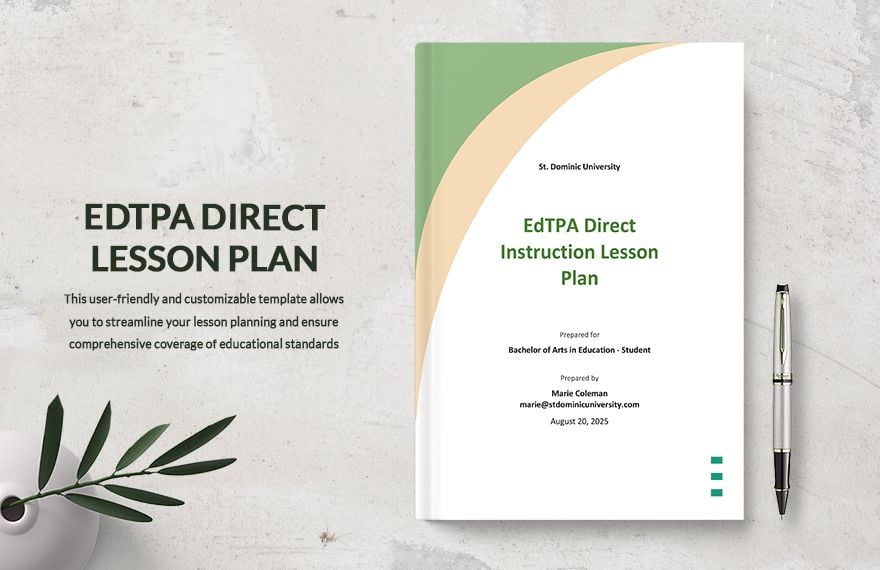 edTPA Direct Lesson Plan Template in Word, Google Docs, PDF, Apple Pages