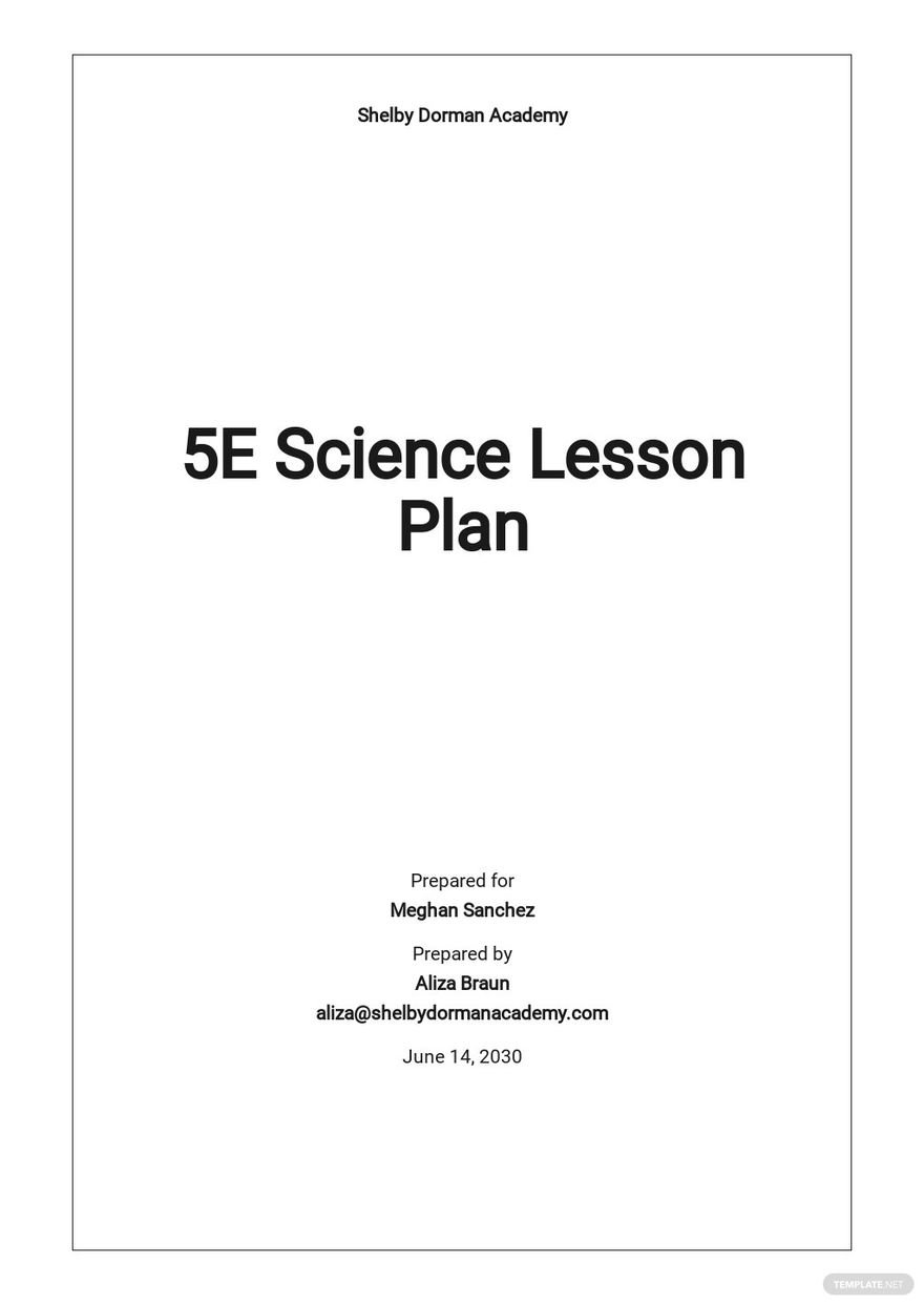 5E Science Lesson Plan Template Google Docs Word Apple Pages PDF