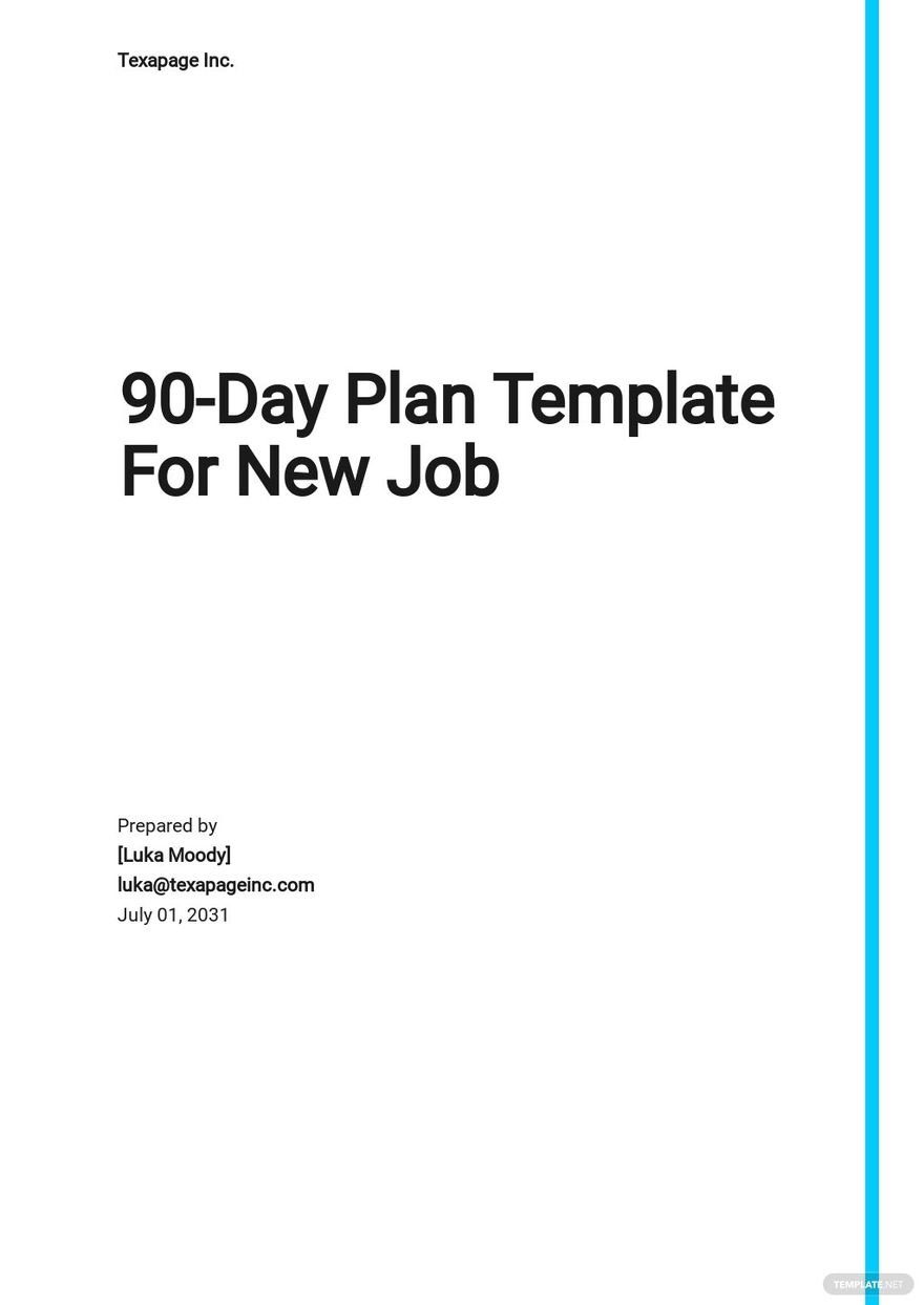 90-Day Plan Template For New Job