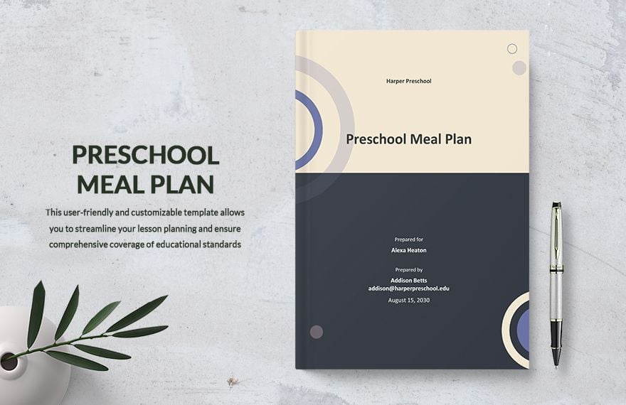 Preschool Meal Plan Template