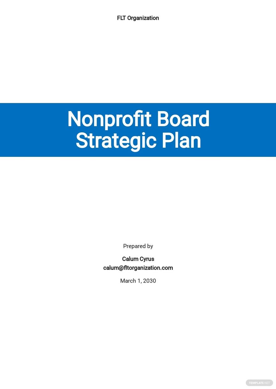 Nonprofit Board Strategic Plan Template